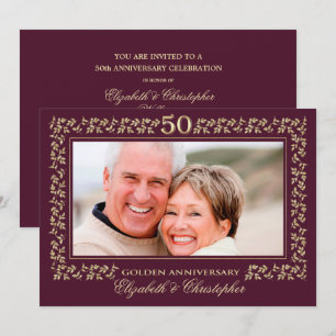 50th Wedding Anniversary Party Custom Photo Invitation