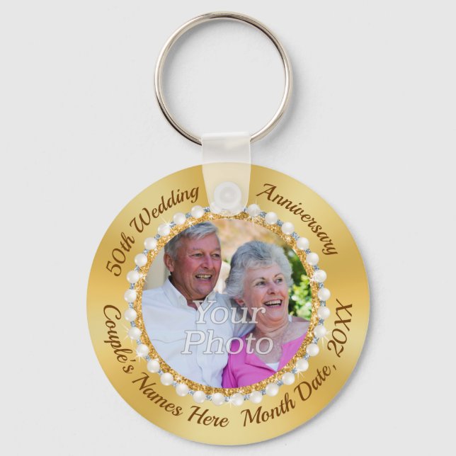 50th Wedding Anniversary Party Favors Souvenirs, Keychain (Front)