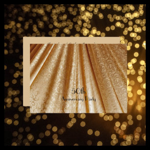 50th Wedding Anniversary Party Floral Gold Fabric Invitation