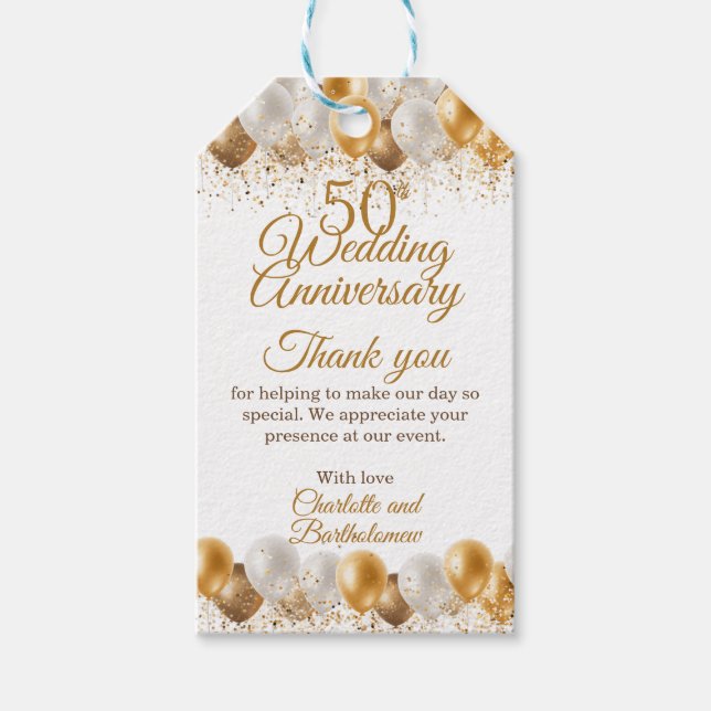 50th Wedding Anniversary Party Gift Tags (Front)