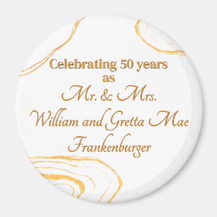 50th Wedding Anniversary Party Gold and white Magnet