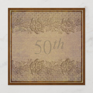 50th Wedding Anniversary Party Gold Floral Custom Invitation