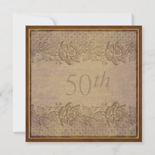 50th Wedding Anniversary Party  Gold Floral Custom Invitation