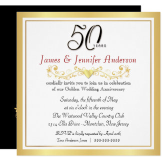 50th Wedding Anniversary Party Gold Invitations