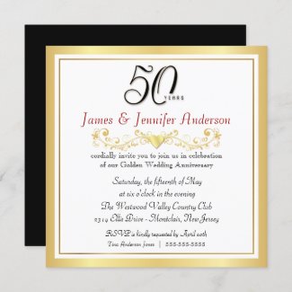 50th Wedding Anniversary Party Gold Invitations