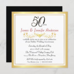 50th Wedding Anniversary Party Gold Invitations at Zazzle