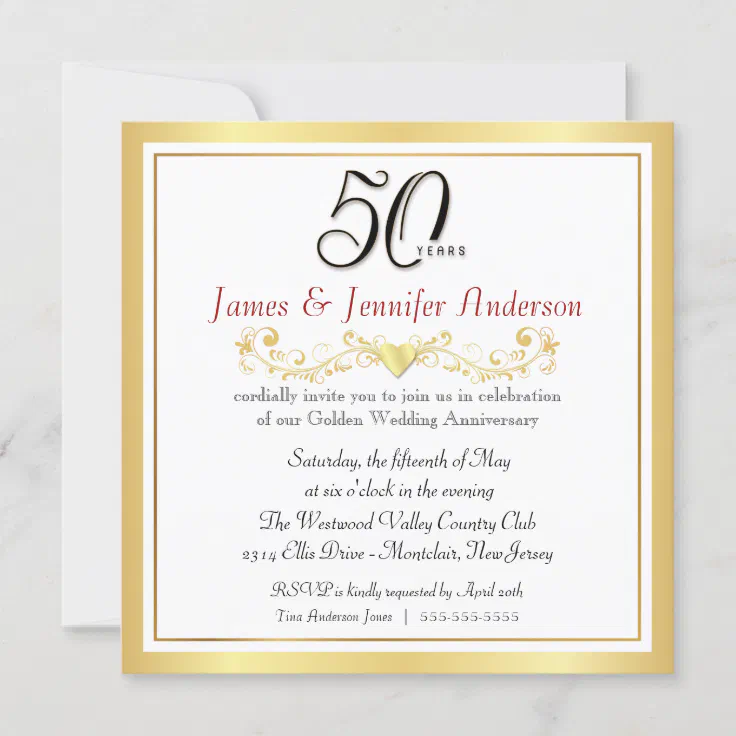 50th Wedding Anniversary Party Invitations | Zazzle