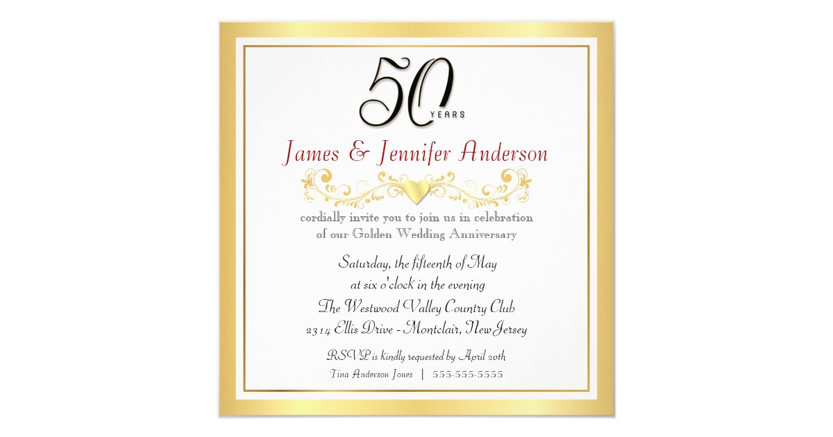 50th Wedding Anniversary Party Invitations | Zazzle.com