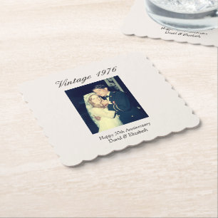50th Wedding Anniversary Party Personalized Photo Paper Coaster