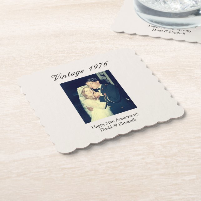 50th Wedding Anniversary Party Personalized Photo Paper Coaster (Angled)