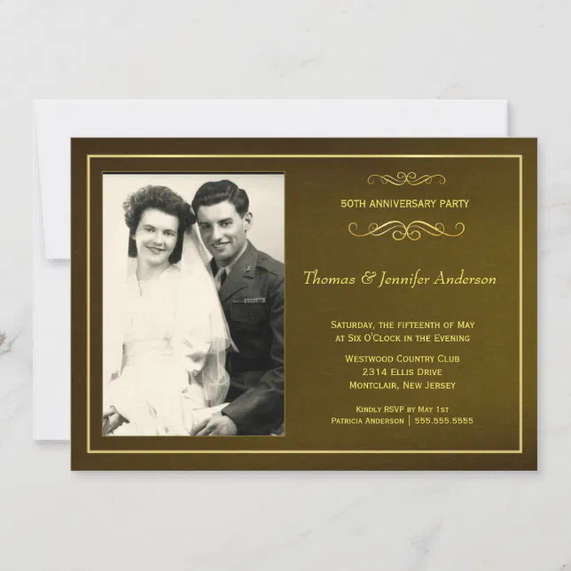 50th Wedding Anniversary Party Photo Invitations 