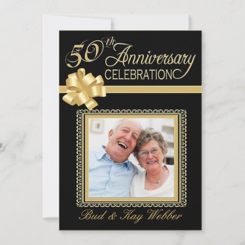 50th Wedding  Anniversary Party Photo Invitations