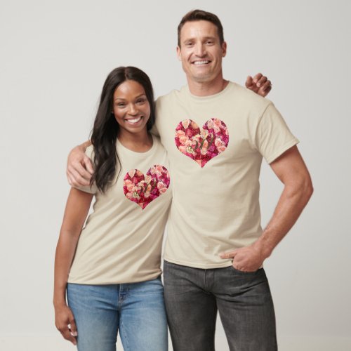 50th Wedding Anniversary Party Pink Roses Heart T_Shirt