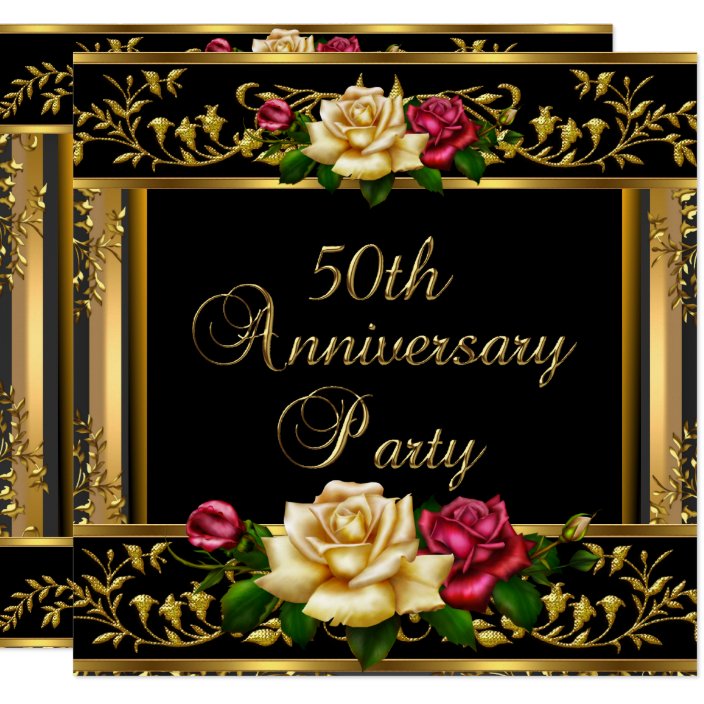 50th Wedding Anniversary Party Rose Gold Vintage Invitation