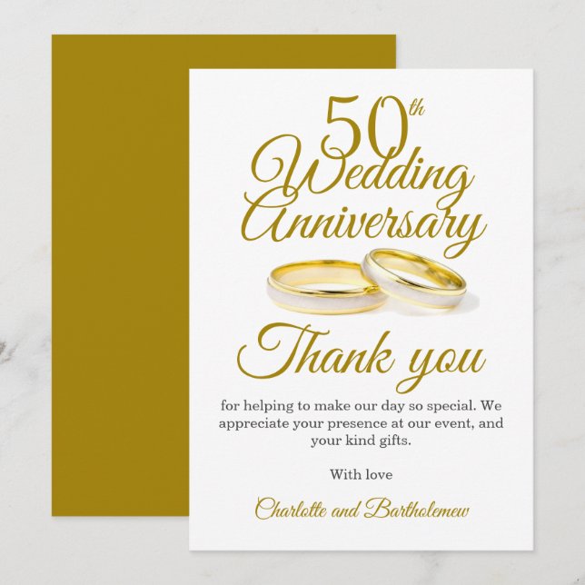 50th Wedding Anniversary Party Thank You Card (Front/Back)