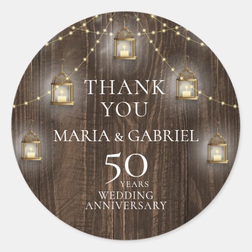 50th Wedding Anniversary Party Thank You Classic Round Sticker