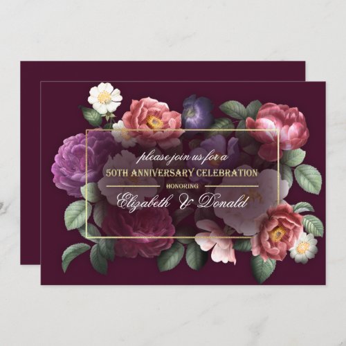 50th Wedding Anniversary Party Vintage Floral Invitation