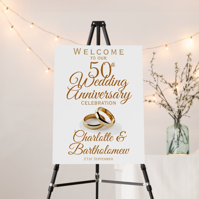 50th Wedding Anniversary Party Welcome Foam Board (In Situ (Stand))