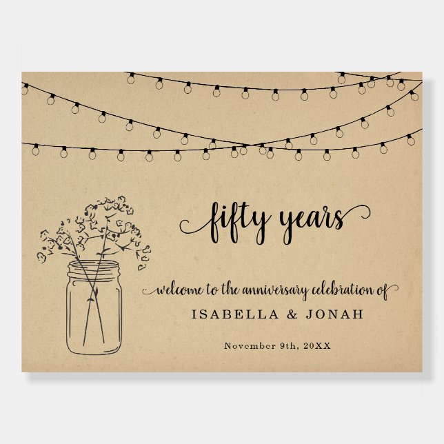 50th Wedding Anniversary Party Welcome Sign (Front)