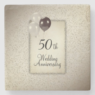 50th Wedding Anniversary  Pedestal Sign Stone Coaster