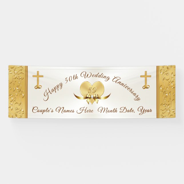 50th Wedding Anniversary Personalized Banner (Horizontal)