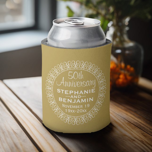 50th Wedding Anniversary Personalized Can Cooler (Personalized Can Cooler - Add Your name for a great wedding anniversary party favor)