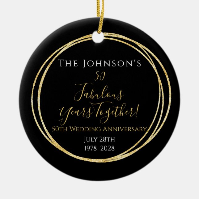 50th Wedding Anniversary Personalized Ceramic Ornament (Front)