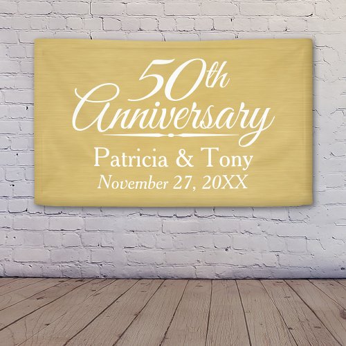 50th Wedding Anniversary Personalized _ gold Banner