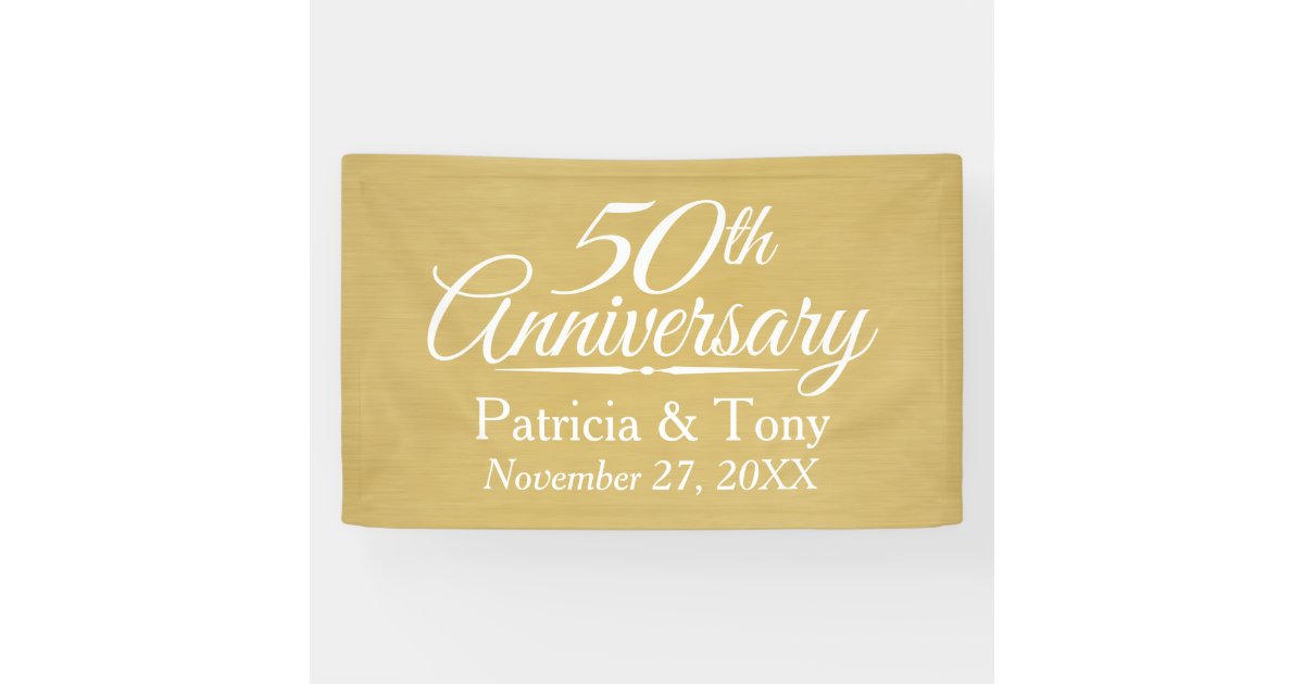 50th Wedding Anniversary Personalized - gold Banner | Zazzle