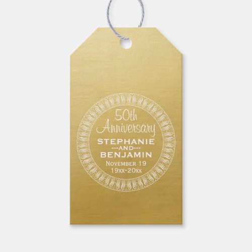 50th Wedding Anniversary Personalized gold Gift Tags