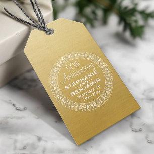 50th Wedding Anniversary Personalized gold Gift Tags
