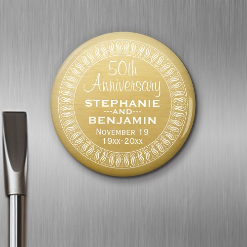 50th Wedding Anniversary Personalized gold Magnet
