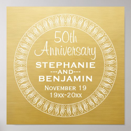 50th Wedding Anniversary Personalized gold Poster