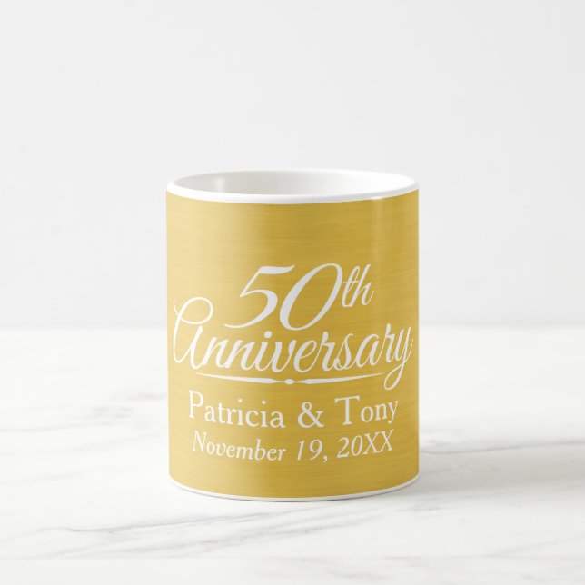 50th Wedding Anniversary Personalized Golden Coffee Mug (Center)