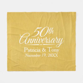 50th Wedding Anniversary Personalized Golden Fleece Blanket by JustWeddings at Zazzle
