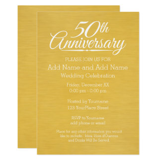 50th Wedding Anniversary Personalized Golden Invitation