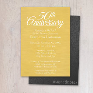 50th Wedding Anniversary Personalized Golden Magnetic Invitation