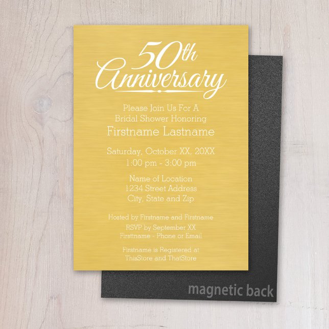 50th Wedding Anniversary Personalized Golden Magnetic Invitation (Magnetic Invitation - Wedding Anniversary)