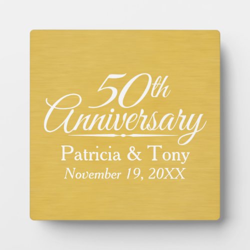 50th Wedding Anniversary Personalized Golden Plaque