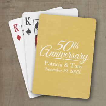 50th Wedding Anniversary Personalized Golden Playing Cards by JustWeddings at Zazzle