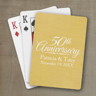 50th Wedding Anniversary Personalized Golden Poker Cards