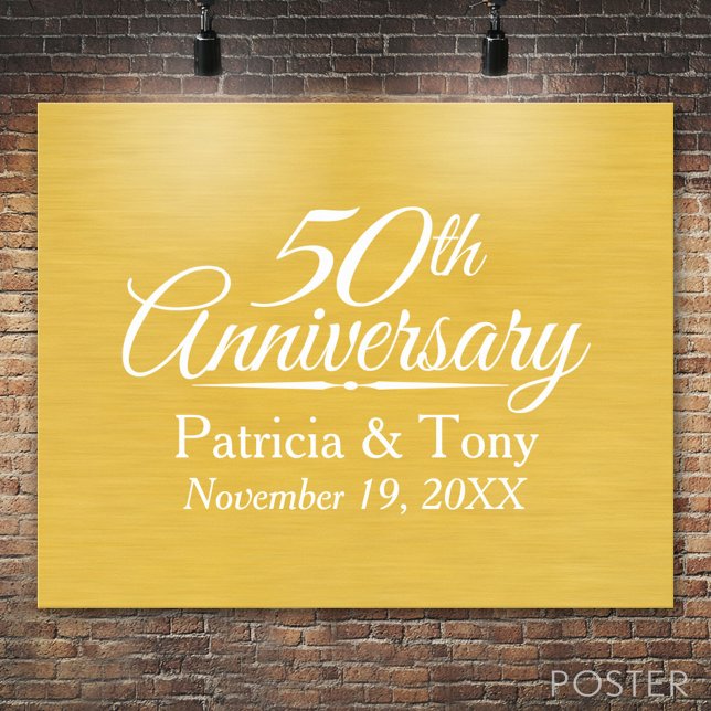 50th Wedding Anniversary Personalized Golden Poster (Anniversary Poster)