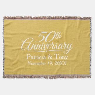 50th Wedding Anniversary Personalized Golden Throw