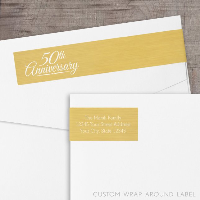 50th Wedding Anniversary Personalized Golden Wrap Around Label (Custom Anniversary Wrap Around Label)
