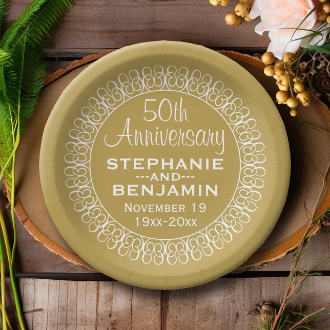 50th Wedding Anniversary Personalized Paper Plates (Personalized Wedding and Anniversary Party Plates)