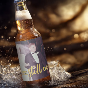 50th Wedding Anniversary Personalized Photo Golden Beer Bottle Label