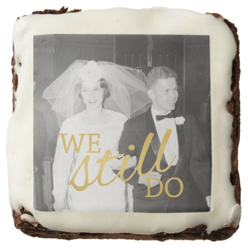50th Wedding Anniversary Personalized Photo Golden Brownie
