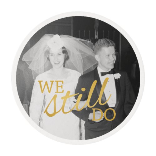 50th Wedding Anniversary Personalized Photo Golden Edible Frosting Rounds