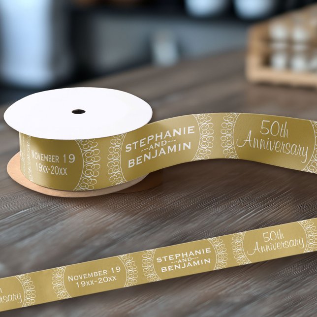 50th Wedding Anniversary Personalized Satin Ribbon (Custom Anniversary Ribbon)