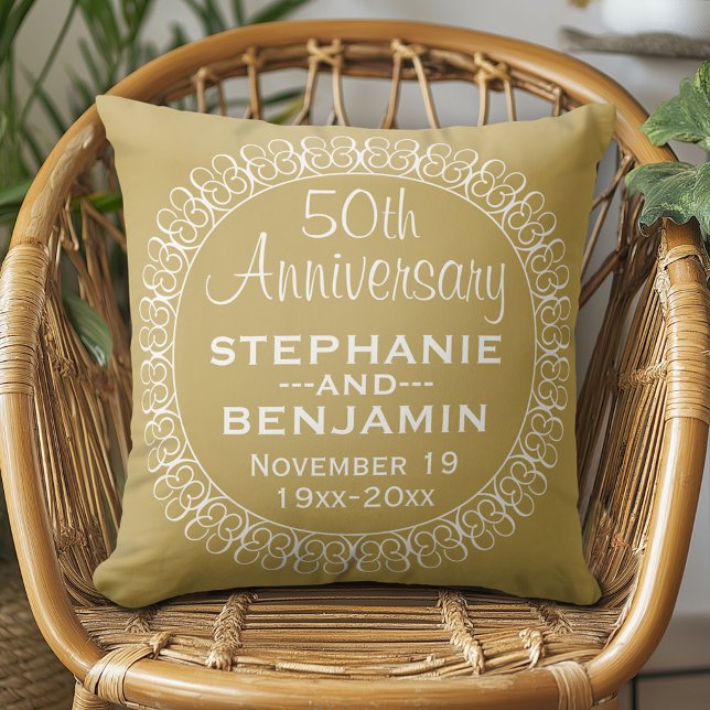 50th Wedding Anniversary Personalized Throw Pillow (Custom Anniversary Pillow)